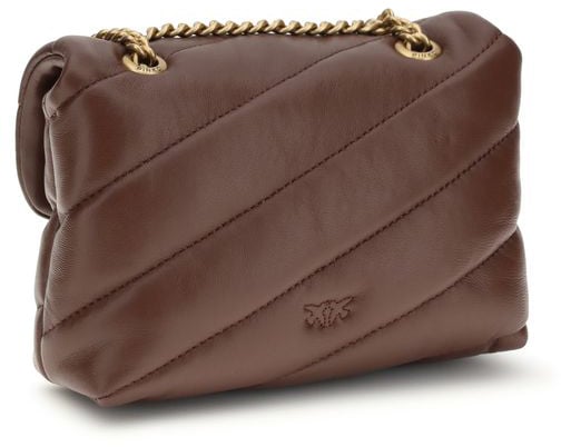 Pinko PINKO Brown Calf Leather Bos Taurus Shoulder Bag Roze