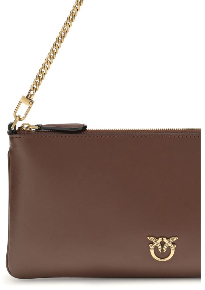 Pinko PINKO Brown Calf Leather Bos Taurus Shoulder Bag Roze