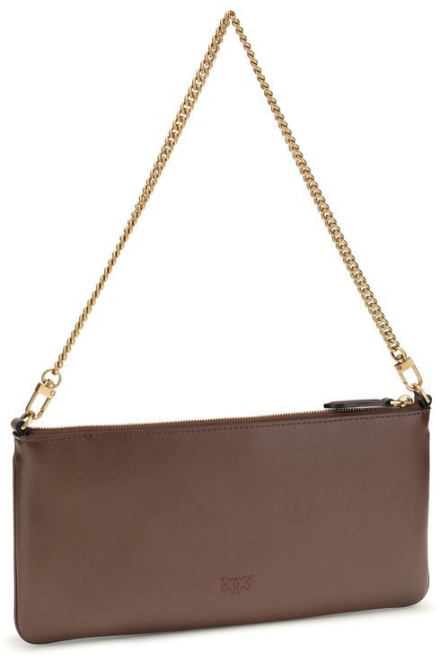 Pinko PINKO Brown Calf Leather Bos Taurus Shoulder Bag Roze