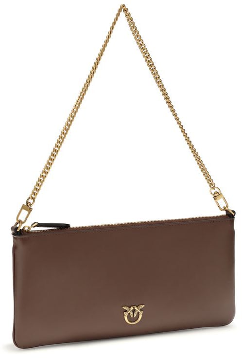 Pinko PINKO Brown Calf Leather Bos Taurus Shoulder Bag Roze