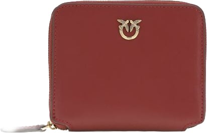 PINKO Bordeaux Calf Leather Bos Taurus Wallet Maroon