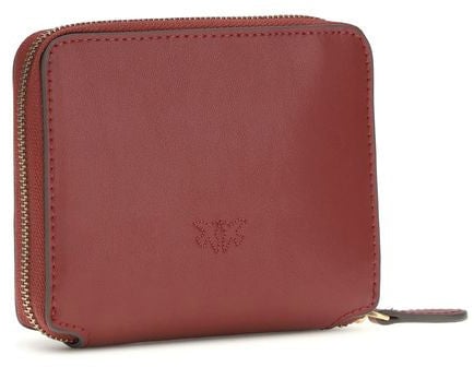 PINKO Bordeaux Calf Leather Bos Taurus Wallet Maroon
