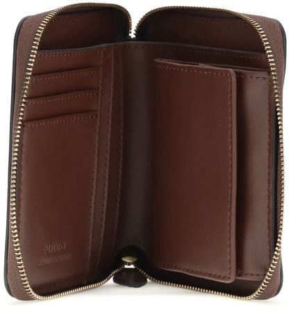 Pinko PINKO Brown Calf Leather Bos Taurus Wallet Bruin