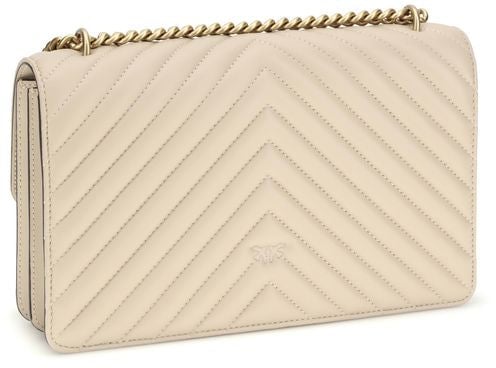 Pinko PINKO Beige Calf Leather Bos Taurus Shoulder Bag Roze