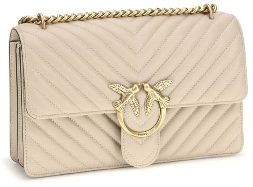 Pinko PINKO Beige Calf Leather Bos Taurus Shoulder Bag Roze