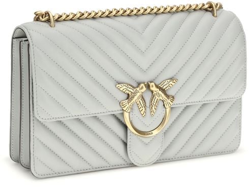 Pinko PINKO Gray Calf Leather Bos Taurus Shoulder Bag Bruin