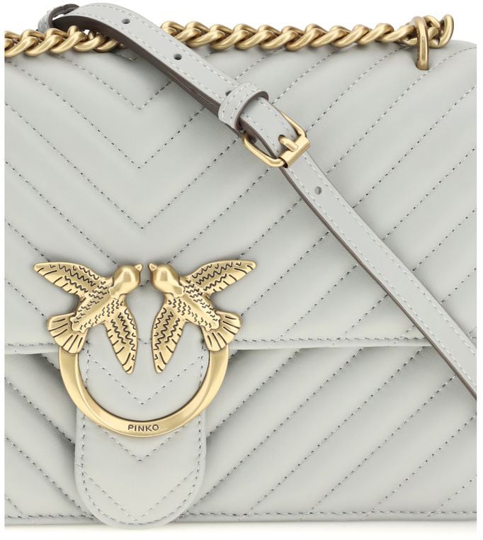 Pinko PINKO Gray Calf Leather Bos Taurus Shoulder Bag Bruin