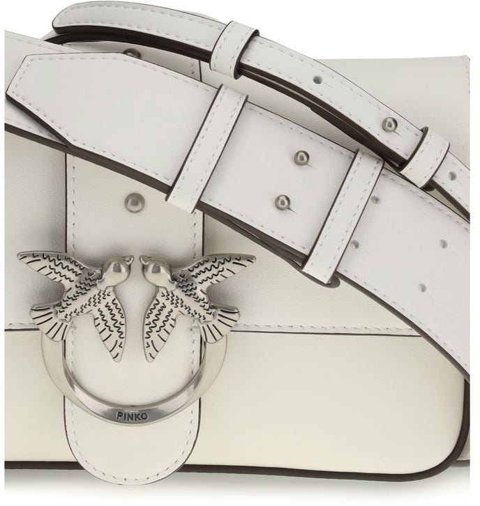 Pinko PINKO White Calf Leather Bos Taurus Shoulder Bag Roze