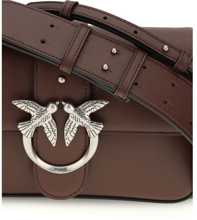 Pinko PINKO Brown Calf Leather Bos Taurus Shoulder Bag Roze