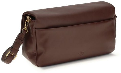 PINKO Brown Calf Leather Bos Taurus Shoulder Bag Bruin