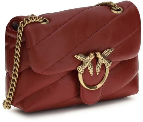 Pinko PINKO Bordeaux Calf Leather Bos Taurus Shoulder Bag Roze