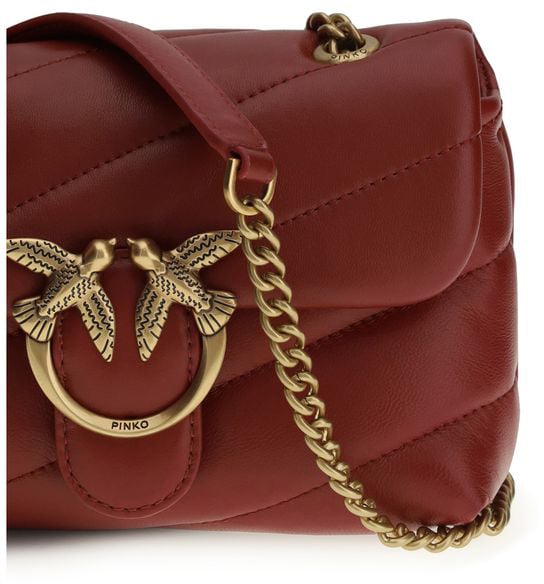 Pinko PINKO Bordeaux Calf Leather Bos Taurus Shoulder Bag Roze