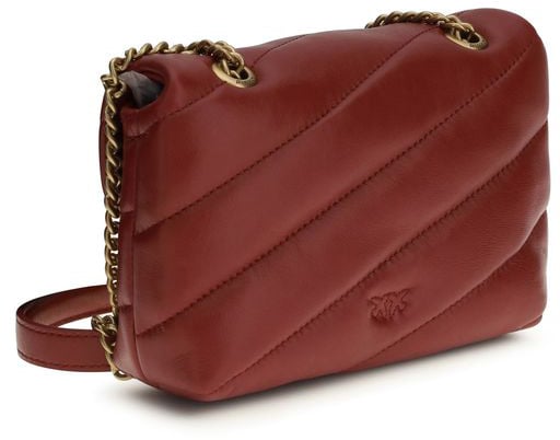 Pinko PINKO Bordeaux Calf Leather Bos Taurus Shoulder Bag Roze
