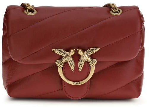 Pinko PINKO Bordeaux Calf Leather Bos Taurus Shoulder Bag Roze