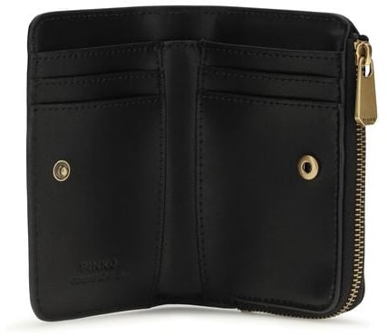 Pinko PINKO Black Calf Leather Bos Taurus Wallet Zwart