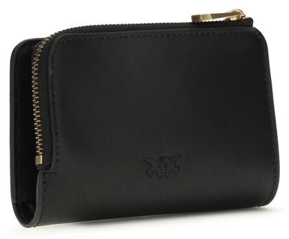 Pinko PINKO Black Calf Leather Bos Taurus Wallet Zwart