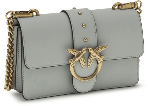 Pinko PINKO Gray Calf Leather Bos Taurus Shoulder Bag Roze