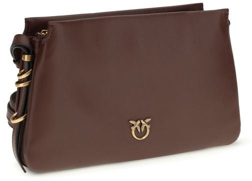Pinko PINKO Brown Calf Leather Bos Taurus Shoulder Bag Roze