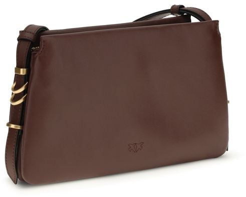 Pinko PINKO Brown Calf Leather Bos Taurus Shoulder Bag Roze