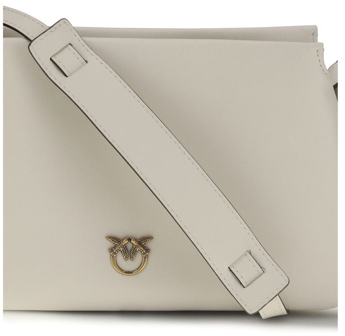 Pinko PINKO White Calf Leather Bos Taurus Shoulder Bag Roze