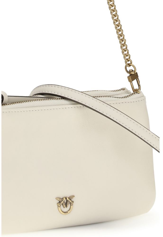 Pinko PINKO Beige Calf Leather Bos Taurus Shoulder Bag Roze