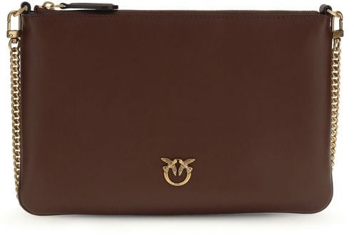 Pinko PINKO Bordeaux Calf Leather Bos Taurus Shoulder Bag Roze