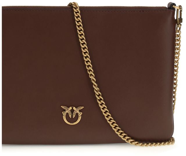 Pinko PINKO Bordeaux Calf Leather Bos Taurus Shoulder Bag Roze