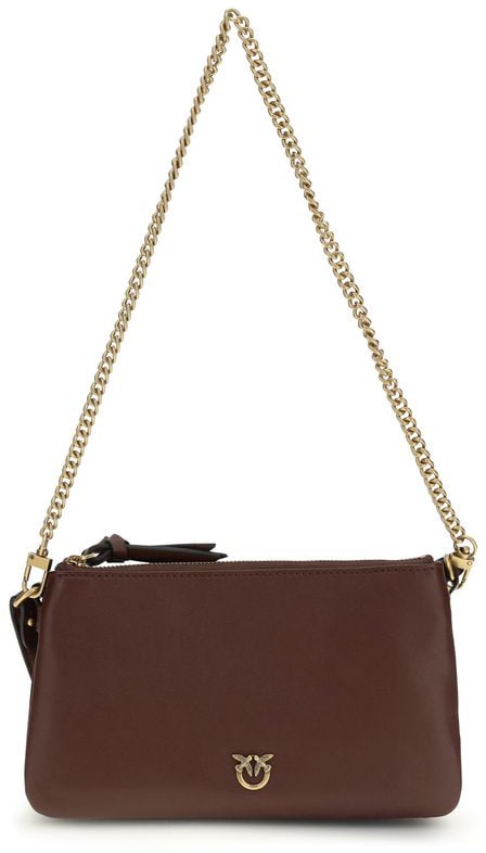 Pinko PINKO Brown Calf Leather Bos Taurus Shoulder Bag Roze