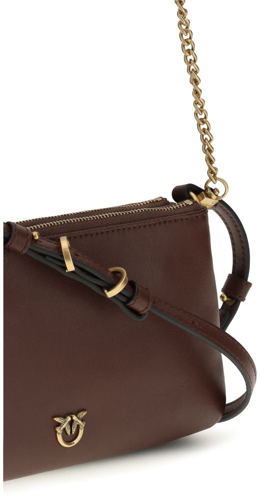 Pinko PINKO Brown Calf Leather Bos Taurus Shoulder Bag Roze
