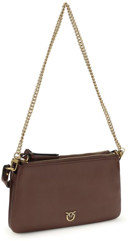 Pinko PINKO Brown Calf Leather Bos Taurus Shoulder Bag Roze