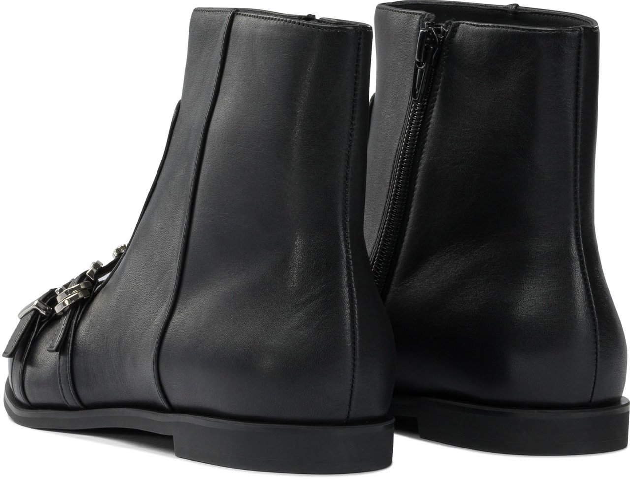 Pinko Leather zippered ankle boots Zwart