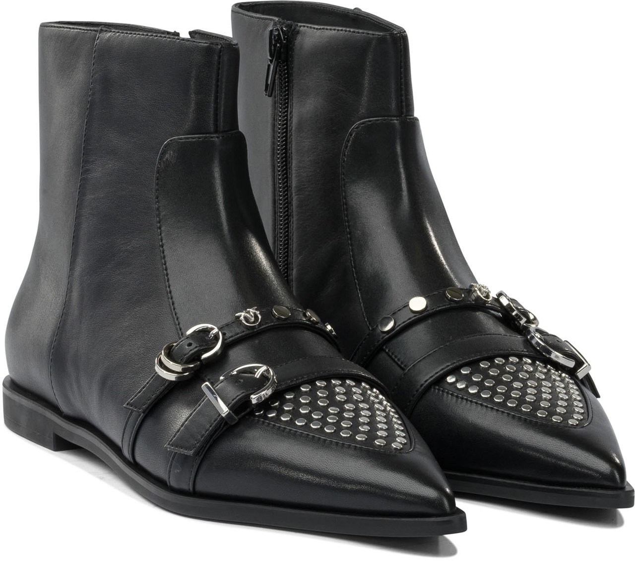 Pinko Leather zippered ankle boots Zwart