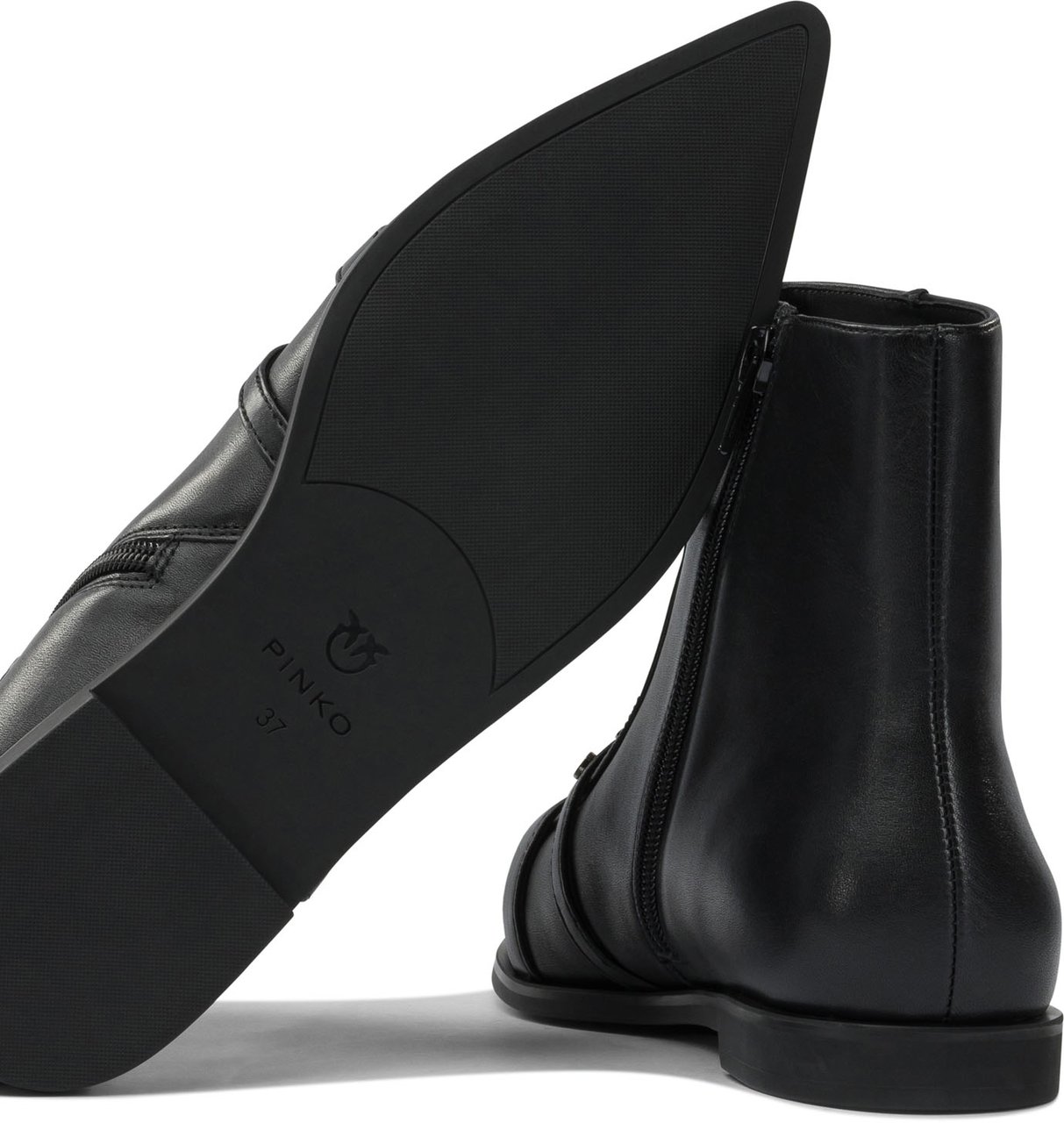 Pinko Leather zippered ankle boots Zwart