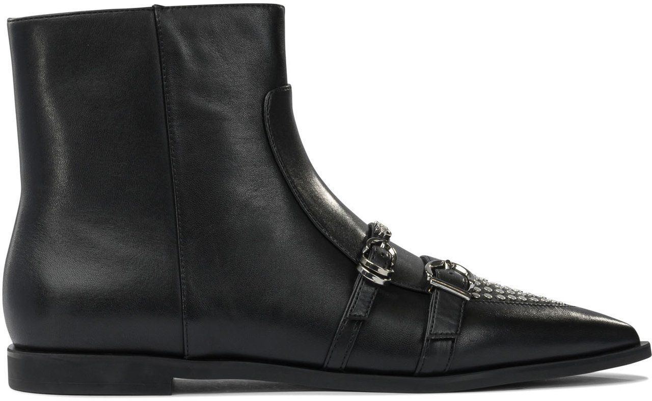 Pinko Leather zippered ankle boots Zwart