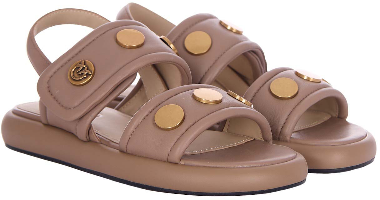 Pinko Sandals Tabaccoantique Gold Bruin