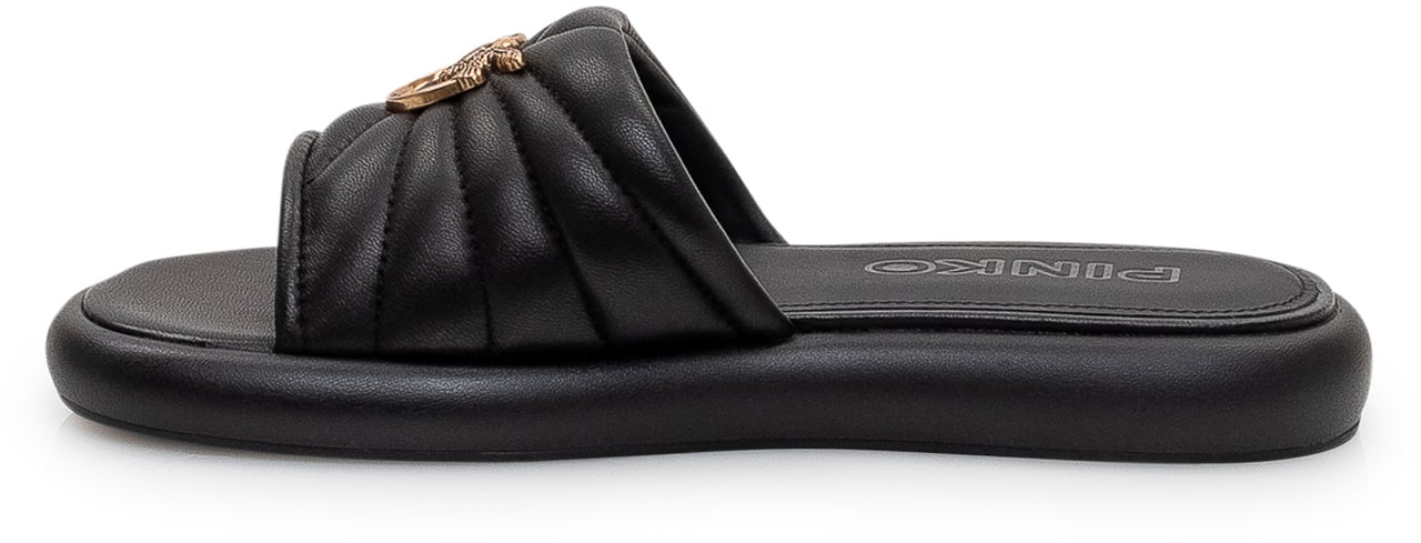 Pinko Ciabatta in pelle imbottita con dettaglio logo Zwart