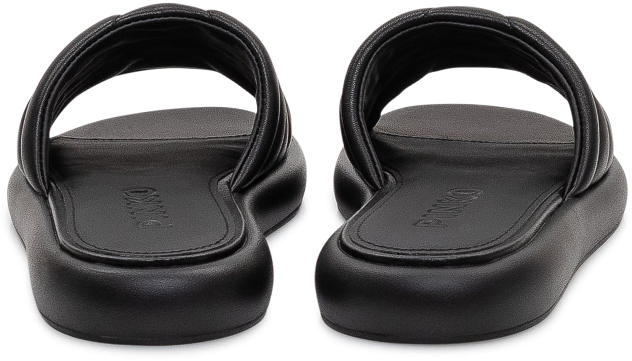 Pinko Ciabatta in pelle imbottita con dettaglio logo Zwart