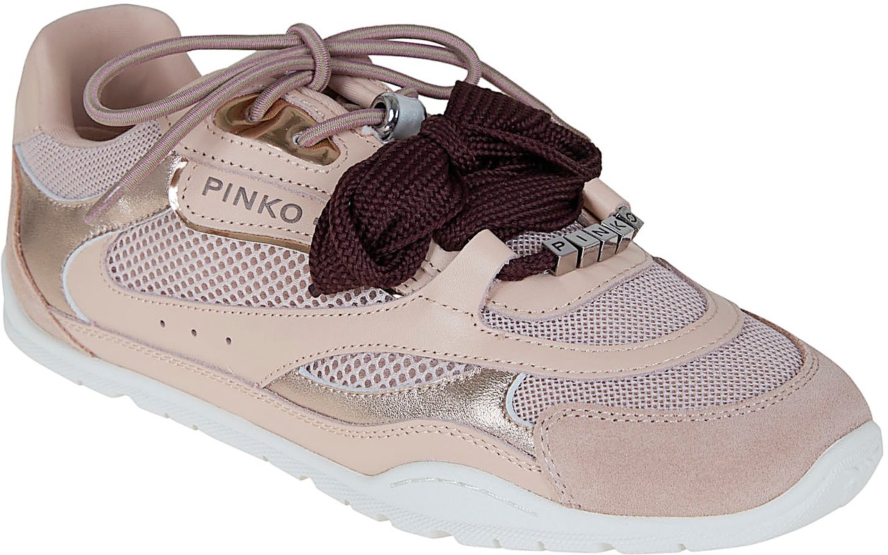 PINKO YULIA 01 - SNEAKER CALF LEATHER/MESH/COW SUEDE LIGHT ROSE Beige