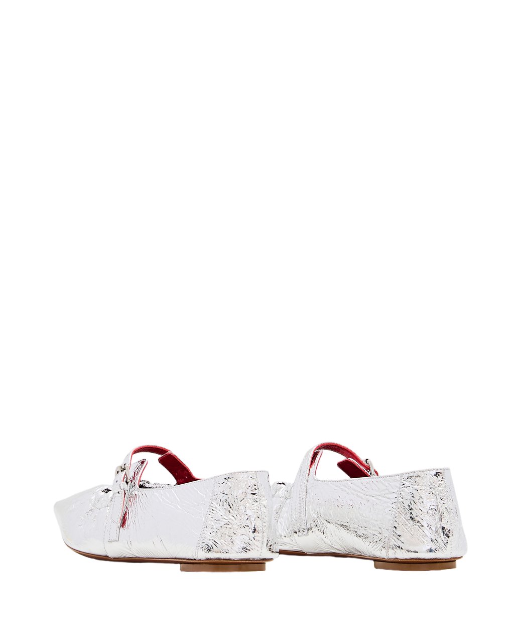 Plan C Pointed Toe Ballerina Flats With Buckle Detail Zilver
