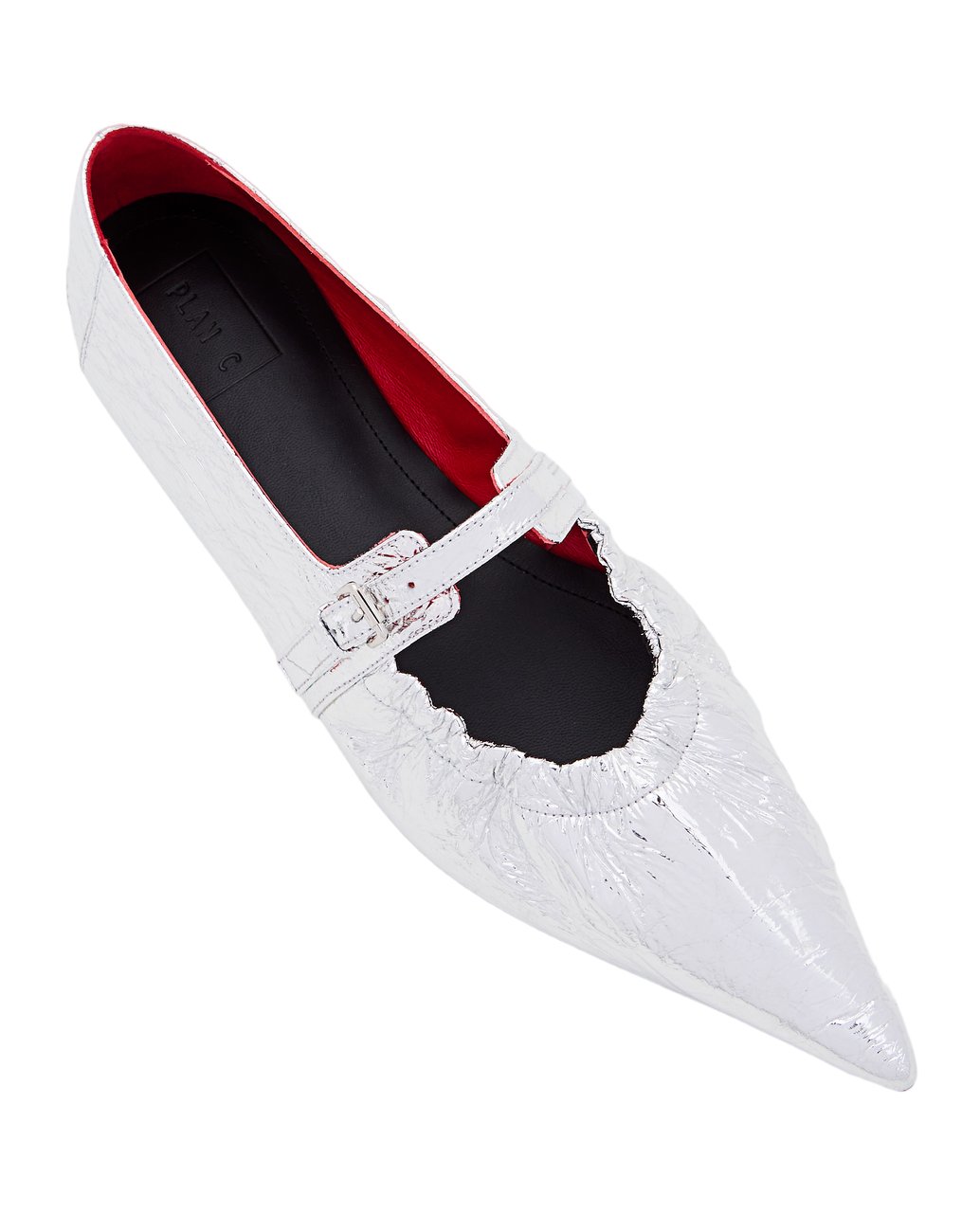 Plan C Pointed Toe Ballerina Flats With Buckle Detail Zilver