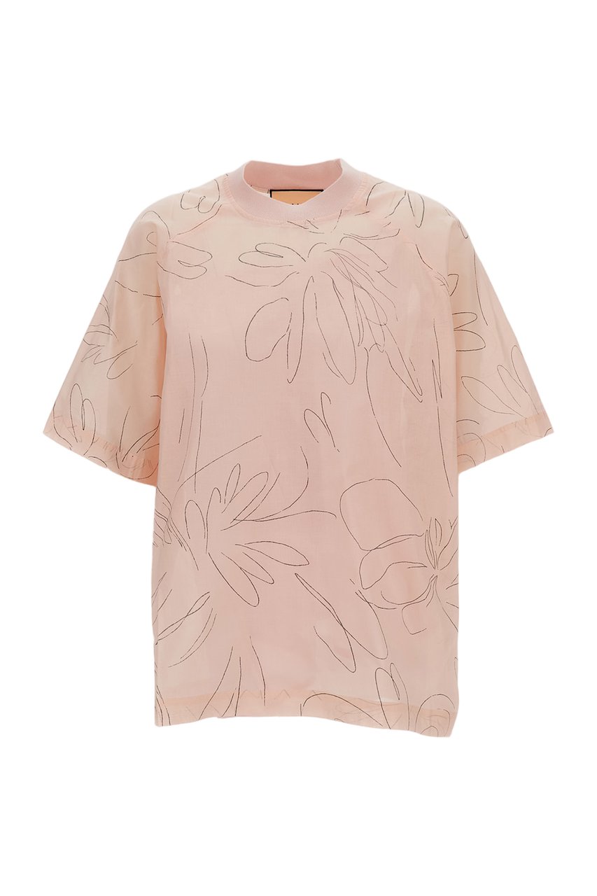 Plan C Short Sleeves Cotton Top Roze
