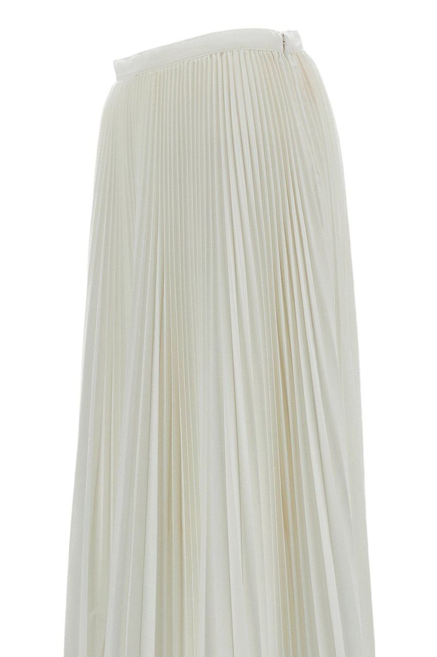 Plan C Asymmetrical Hem Pleated Skirt with Hidden Side Zipper Wit