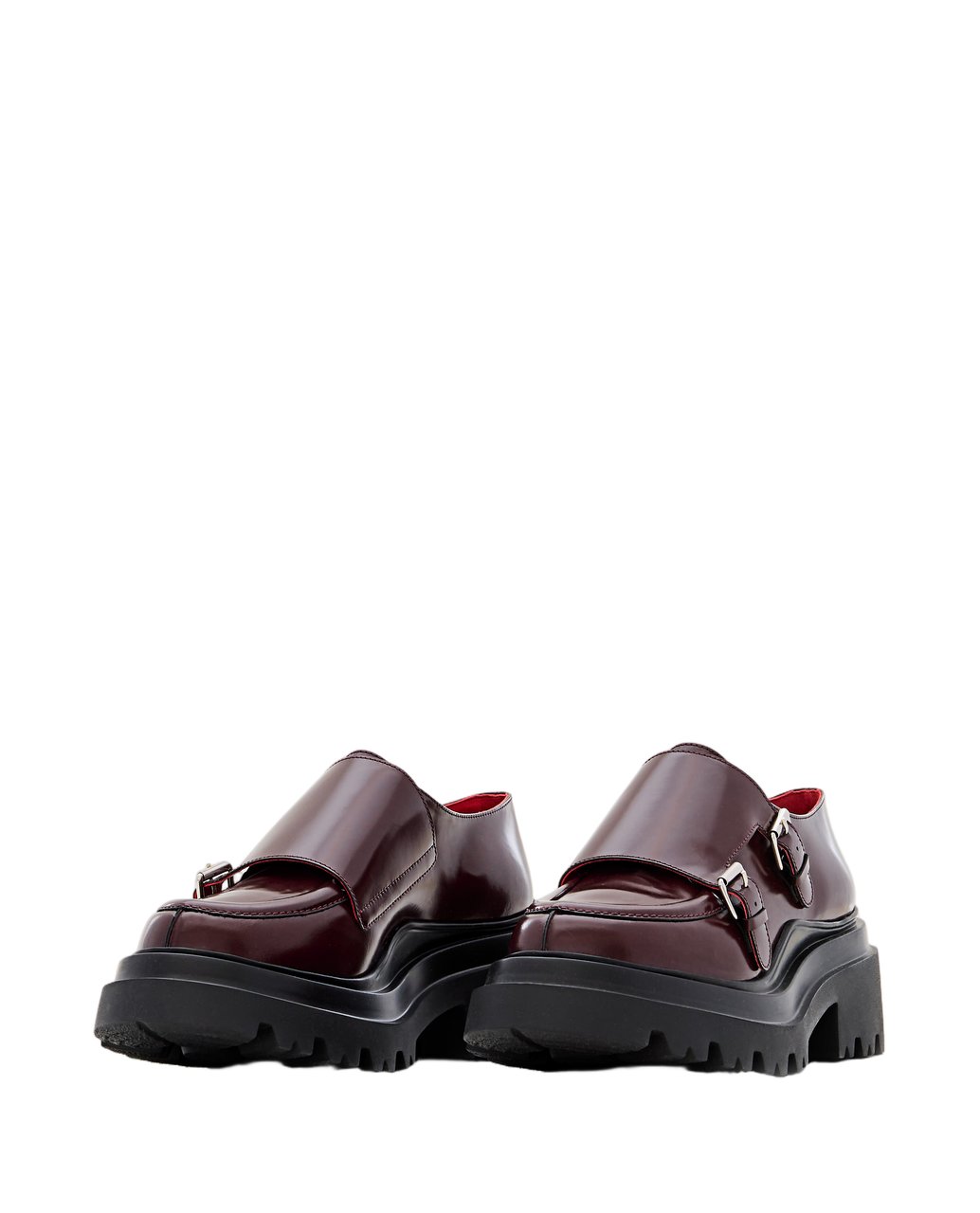 Plan C Buckled Leather Loafers With Chunky Rubber Sole Maroon