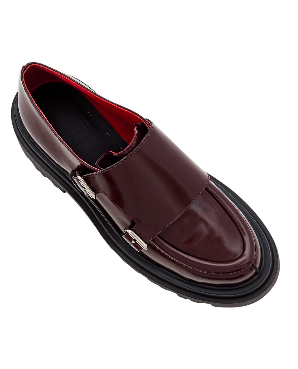 Plan C Buckled Leather Loafers With Chunky Rubber Sole Maroon