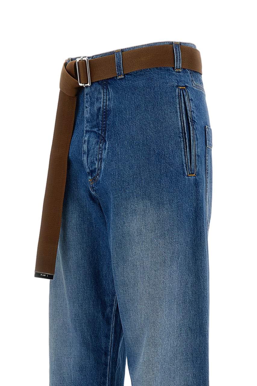 Plan C High-Waisted Straight-Leg Jeans Blauw