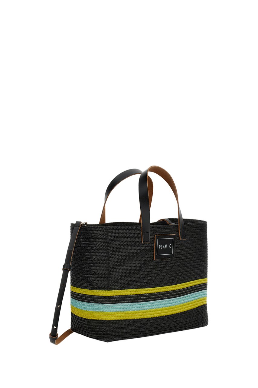 Plan C Small Straw Shopper Bag Neutraal