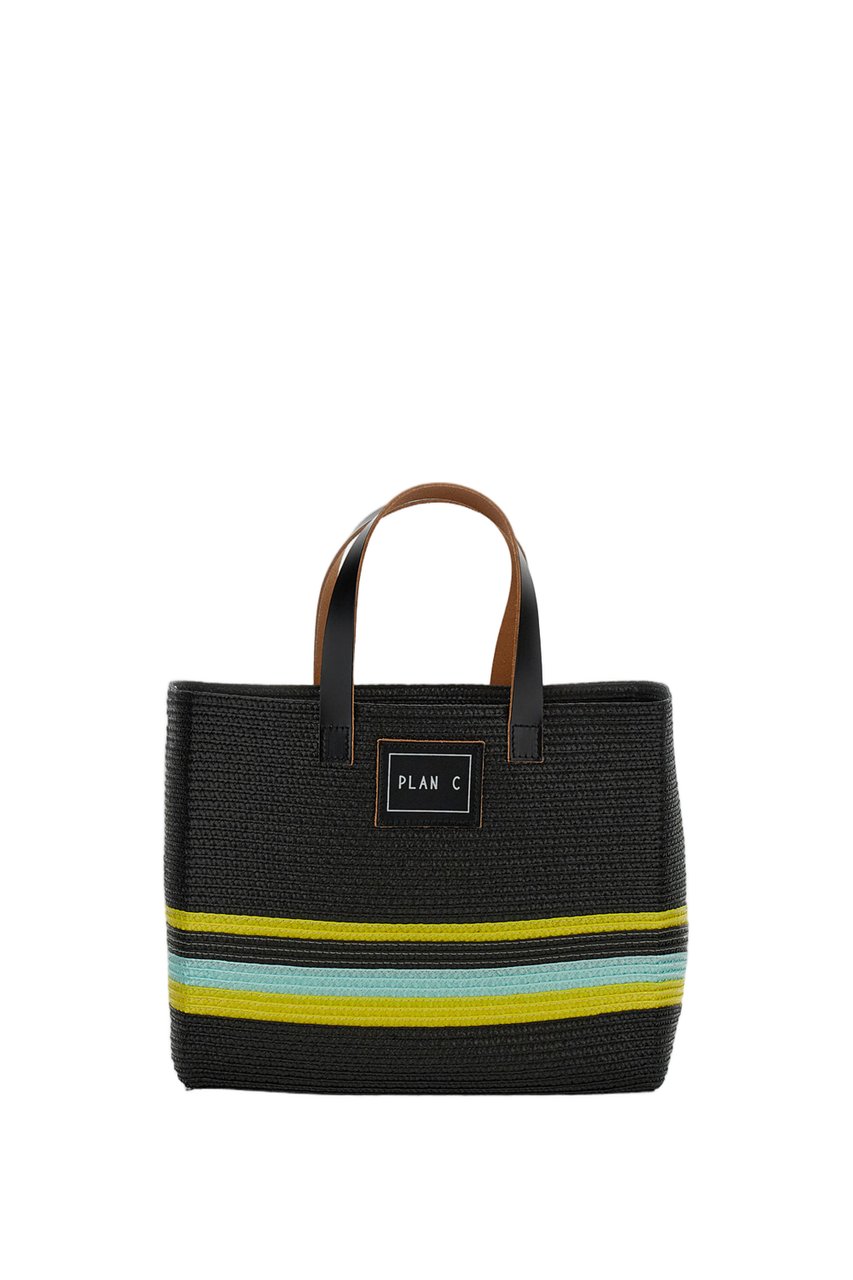 Plan C Small Straw Shopper Bag Neutraal