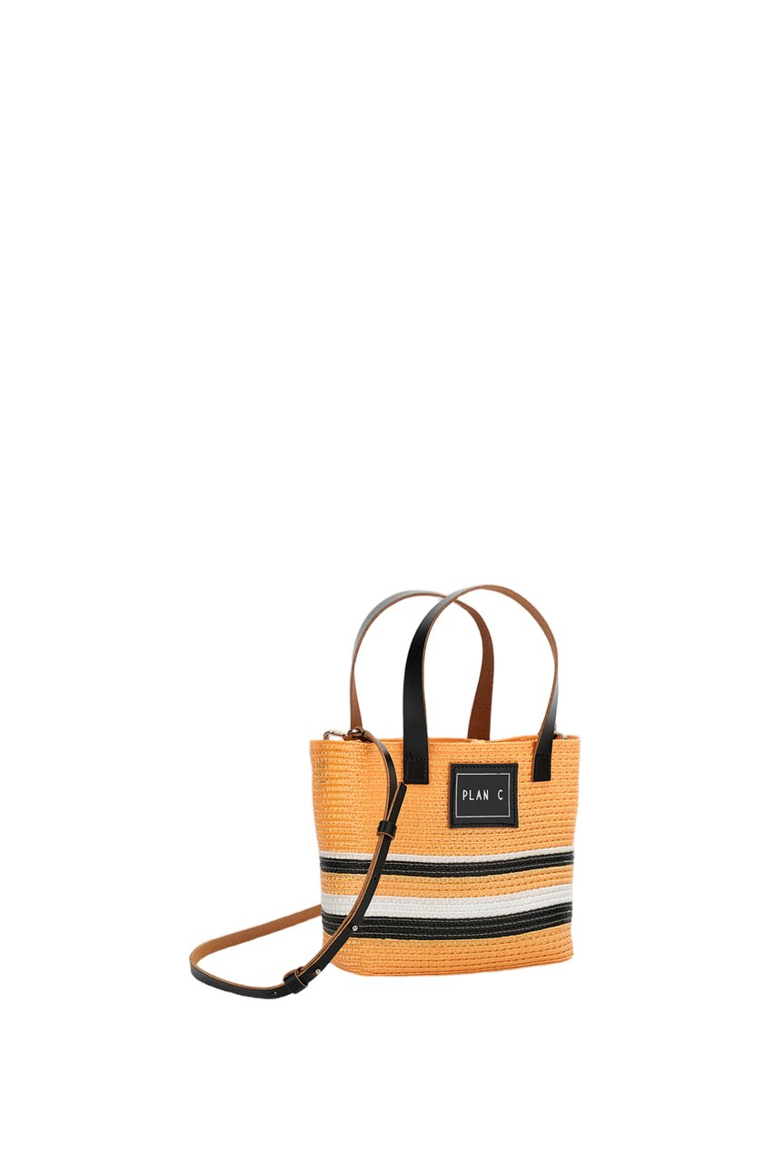 Plan C Mini Straw Shopper Bag Neutraal