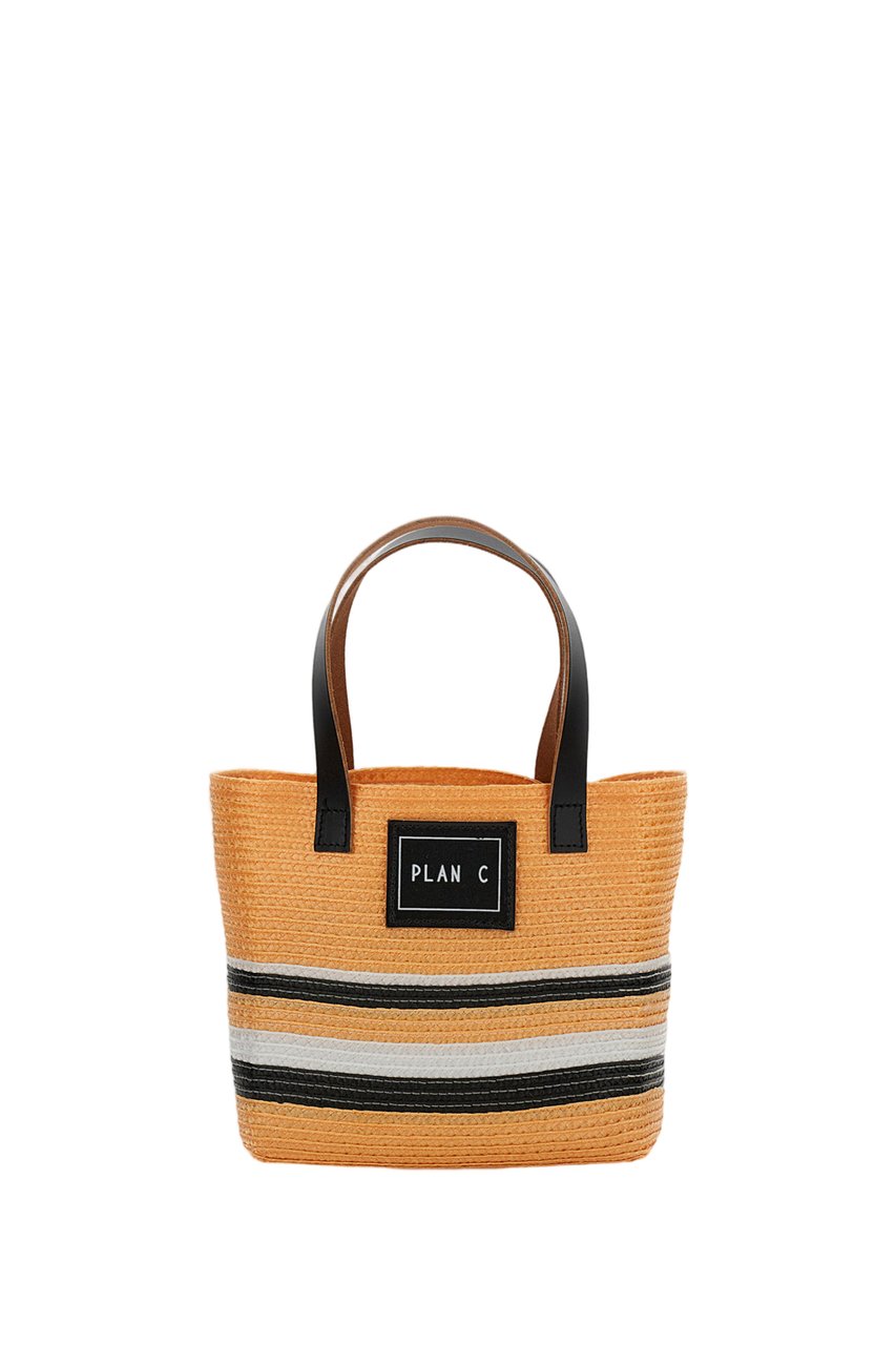 Plan C Mini Straw Shopper Bag Neutraal