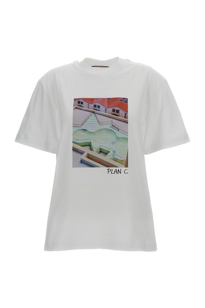 Plan C Boxy-Fit Crew-Neck T-Shirt Wit
